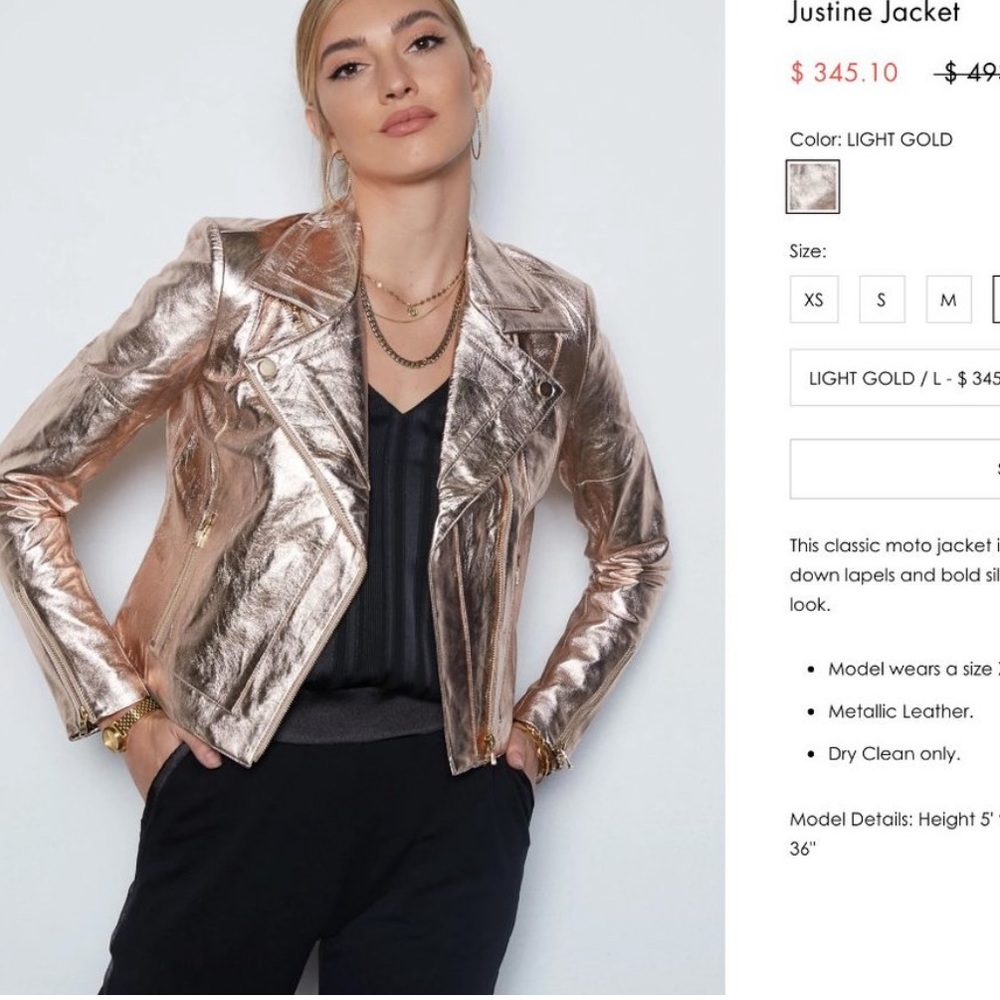 61. Tart Real Leather Justin Rose Gold Jacket